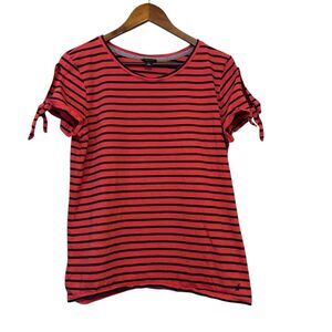 Women's Nautica Red and Navy Striped Short Sleeve Tee
